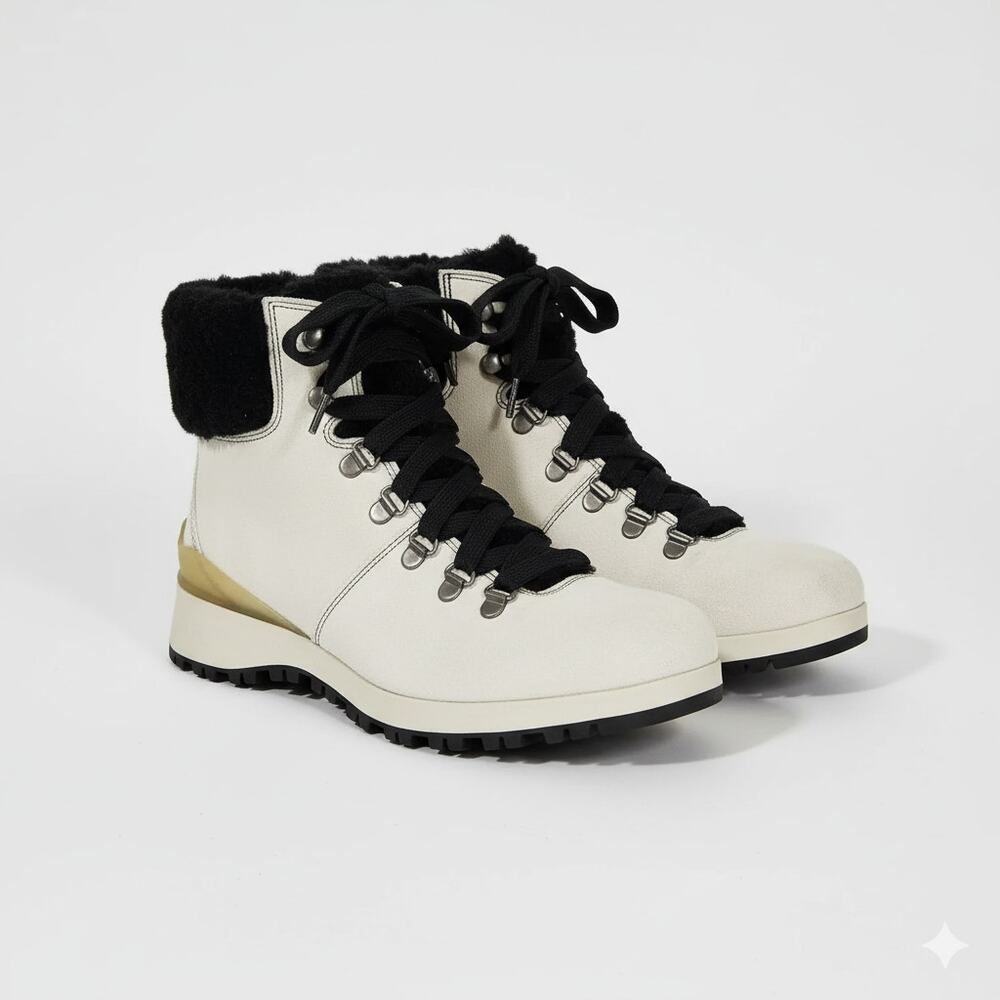 Bionica Diablo Suede Lace Up Boots in Moonbeam White